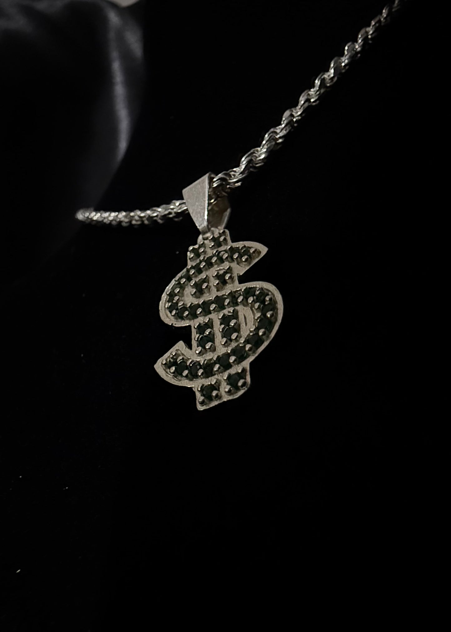 The "Hustle" Set: Sterling Silver Rope Chain with Money Sign Pendant