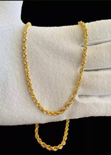 14K Gold Vermeil Solid Rope Chain – Heavyweight Sterling Silver Necklace