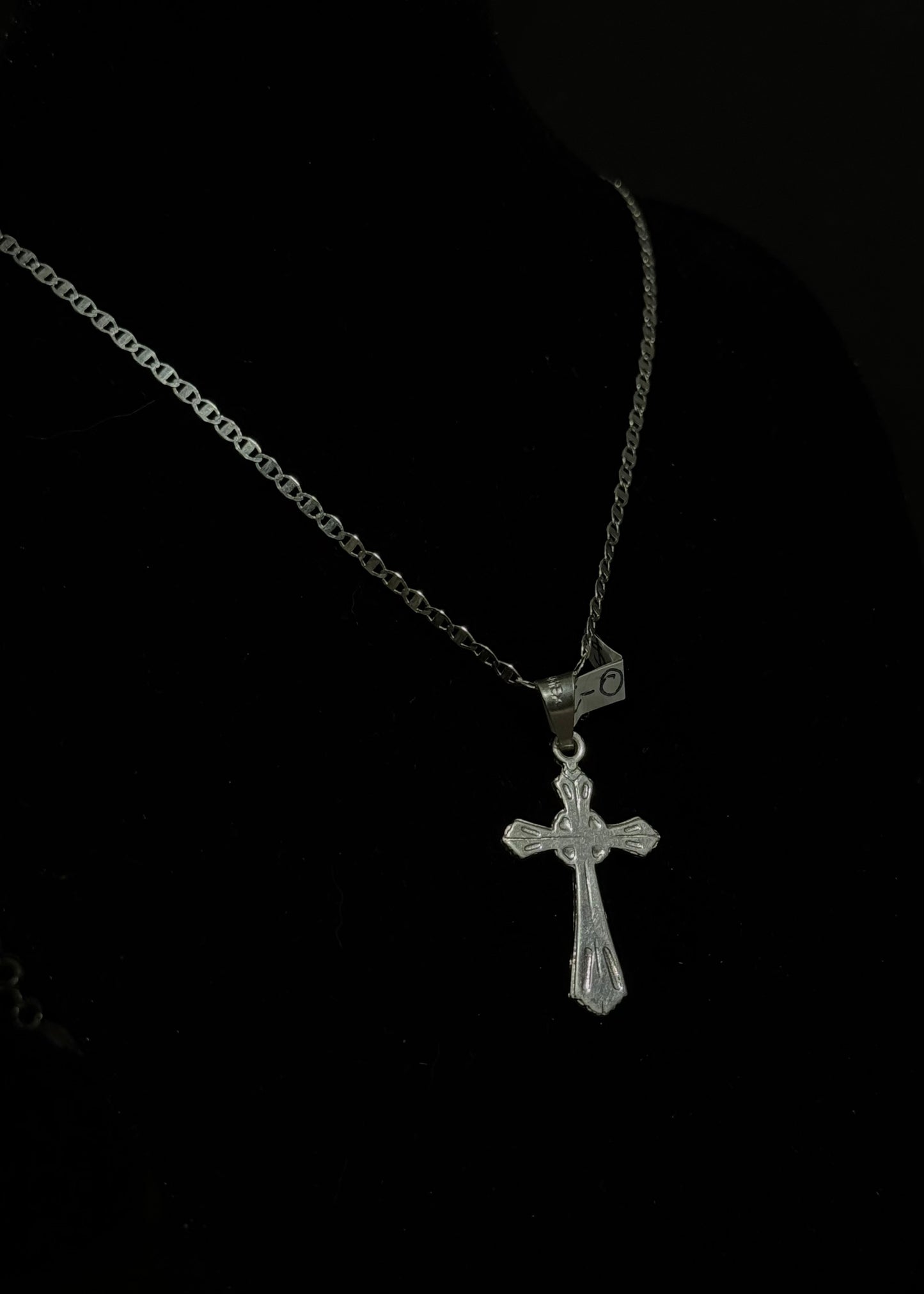 Sterling Silver Celtic Cross Pendant Set – Ultra-Thin Marina Link Chain