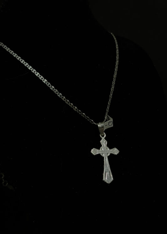 Sterling Silver Celtic Cross Pendant Set – Ultra-Thin Marina Link Chain