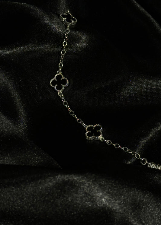 Classic Clover Motif Bracelet – Genuine 925 Sterling Silver Link Chain