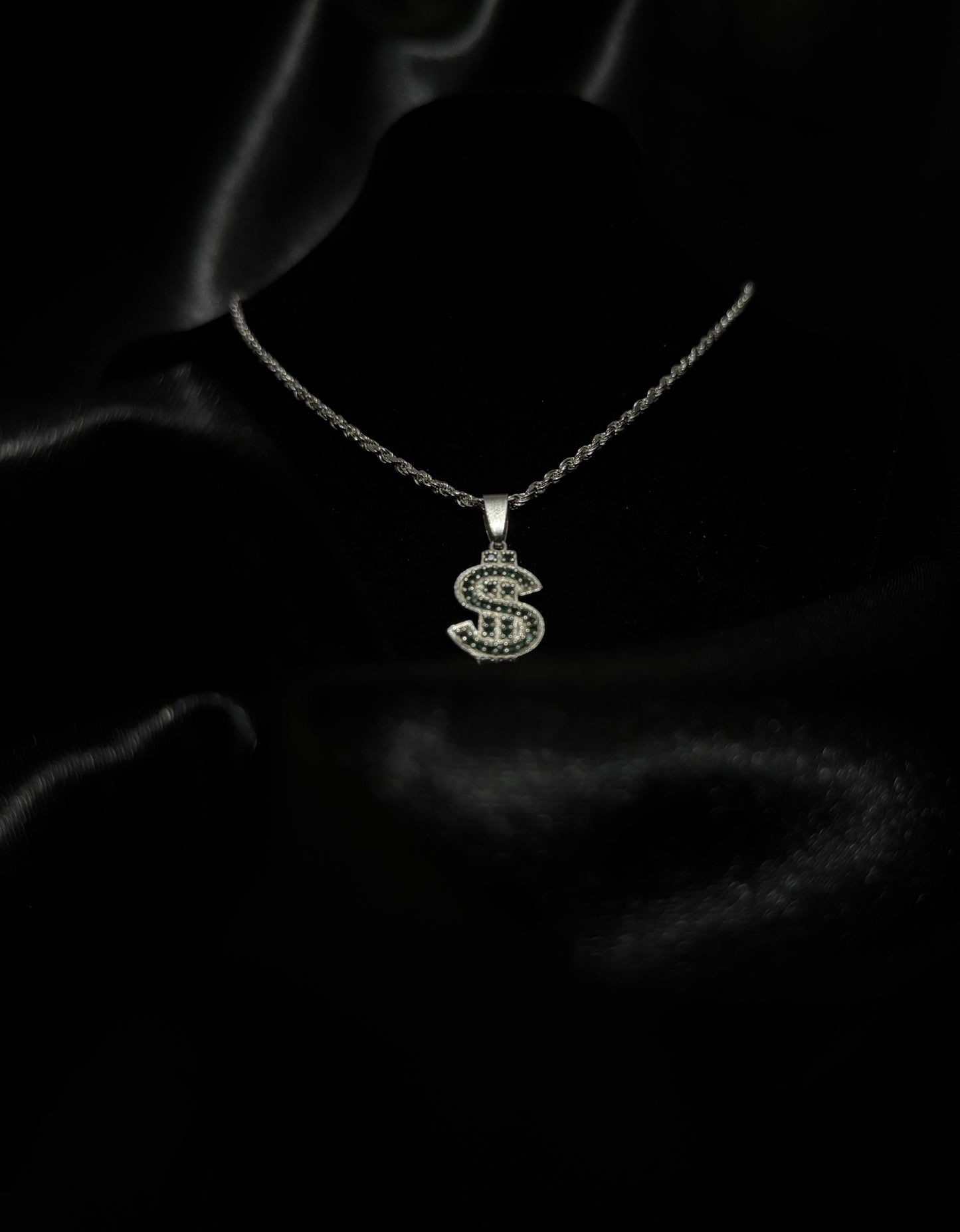 The "Hustle" Set: Sterling Silver Rope Chain with Money Sign Pendant