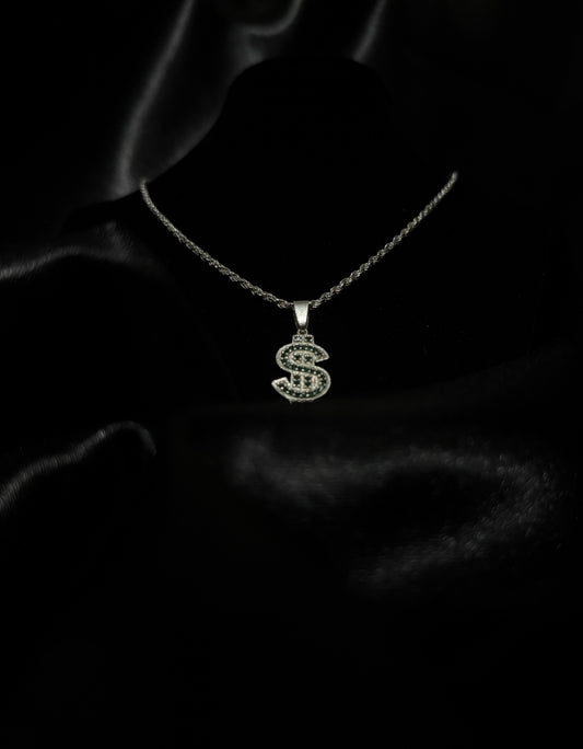 The "Hustle" Set: Sterling Silver Rope Chain with Money Sign Pendant