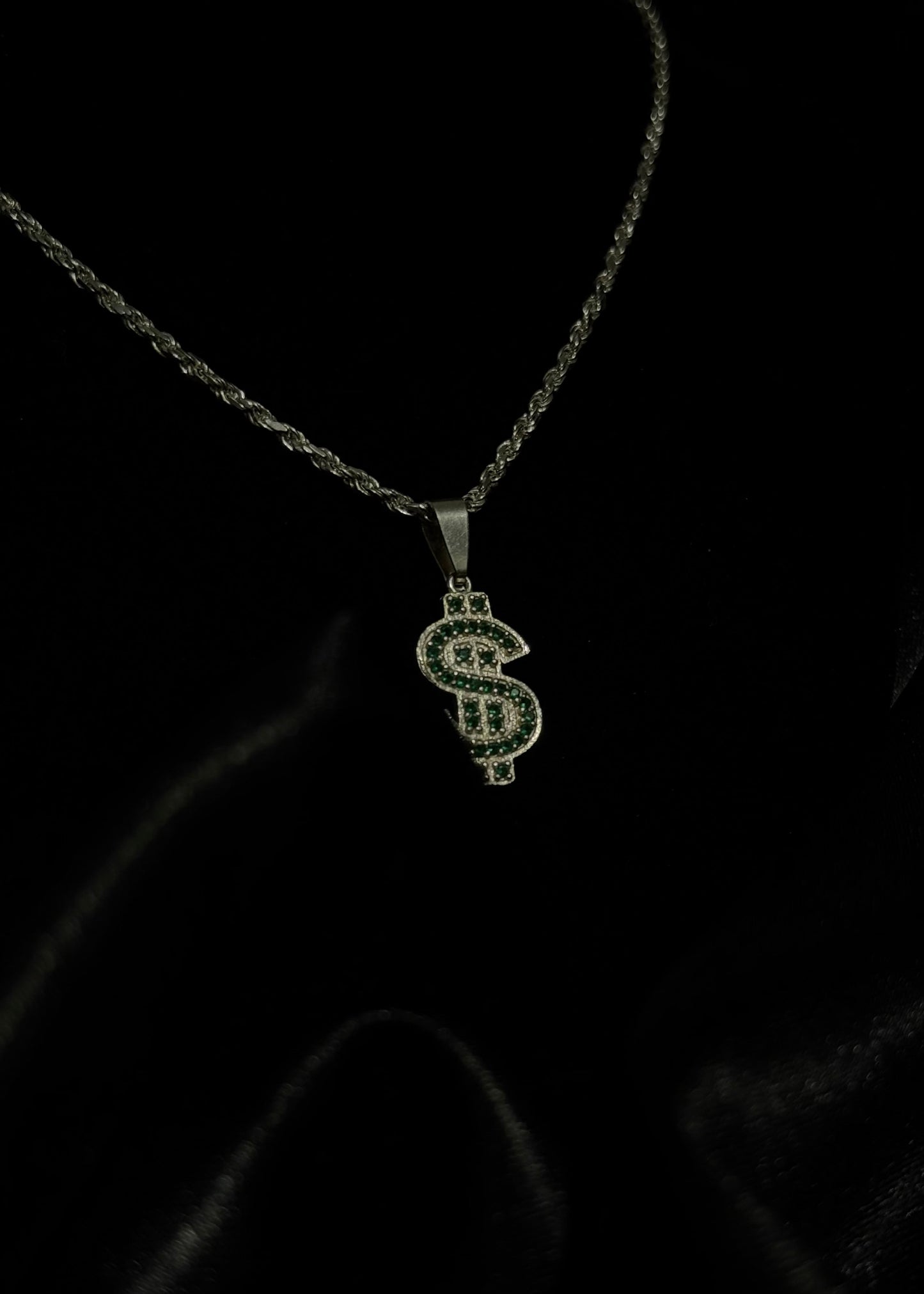 The "Hustle" Set: Sterling Silver Rope Chain with Money Sign Pendant