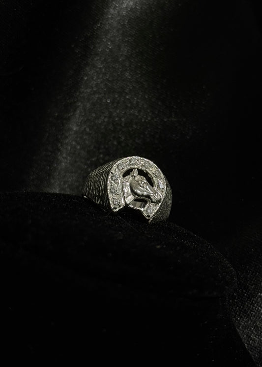 925 Sterling Silver Horseshoe & Horse Signet Ring – Western Lucky Ring