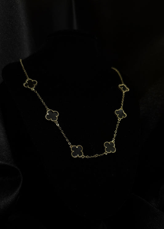 The "Alhambra" Clover Station Necklace – 14K Gold Vermeil & Black Onyx