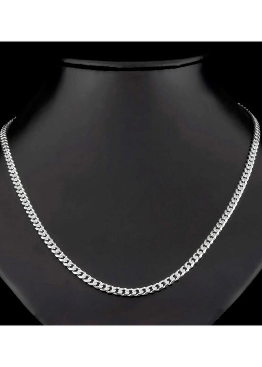 Solid Sterling Silver Curb Chain – Premium Barbada Link Necklace