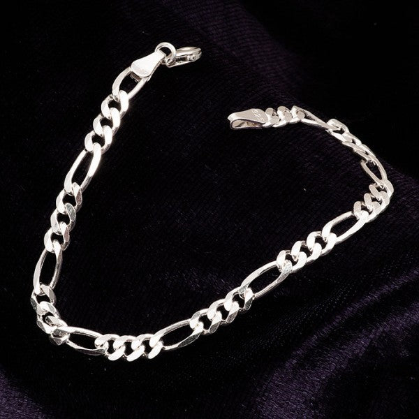 Classic Figaro ID Bracelet – 3mm Solid 925 Sterling Silver
